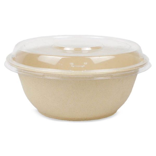 bagasse round bowl with pet lid